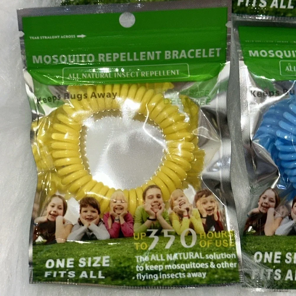 6 Pack All Natural Mosquito Repellent Bracelets DEET Free 350 Hours Multi-Color